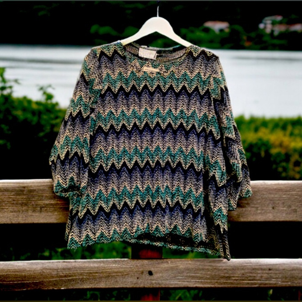 Alfred Dunner-Teal, Purple, and Blue light sweater. Size 2X
